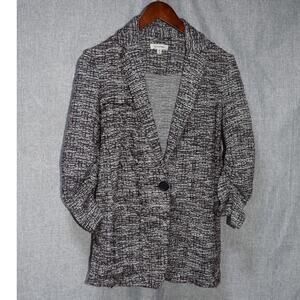 Max Studio Textured Knit Blazer Jacket Gray Marled Single Button Women’s Medium